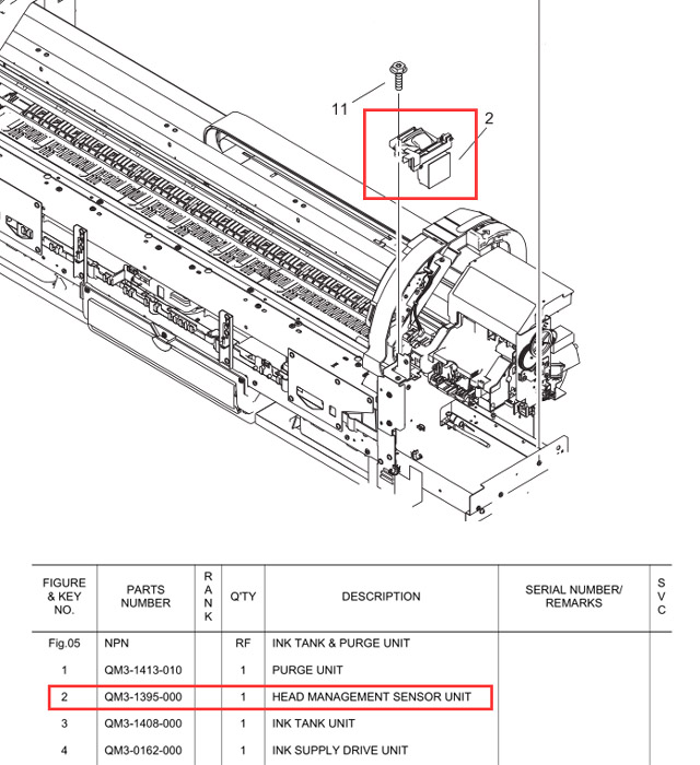 Canon iPF700_710_720 HEAD MANAGEMENT SENSOR UNIT (QM3-1395-000)